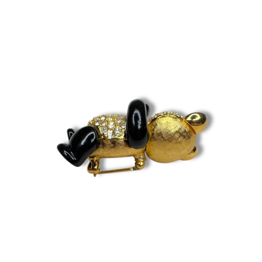 Joan Rivers Pavé Crystal Black Enamel Panda Brooch Articulated - Picture 7 of 8